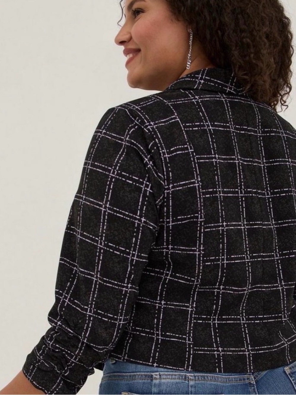 torrid Black Windowpane Plaid Blazer with White Grid
